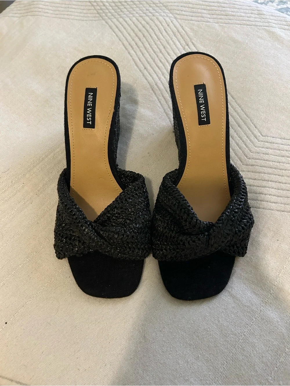 Nine West Raffia Nikhil Twist Wedge Sandals